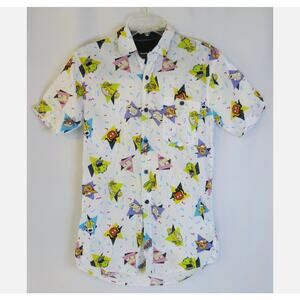 NICKELODEON Cartoon Character Button Down Shirt Size S Men Rocko Reptar Rugrats